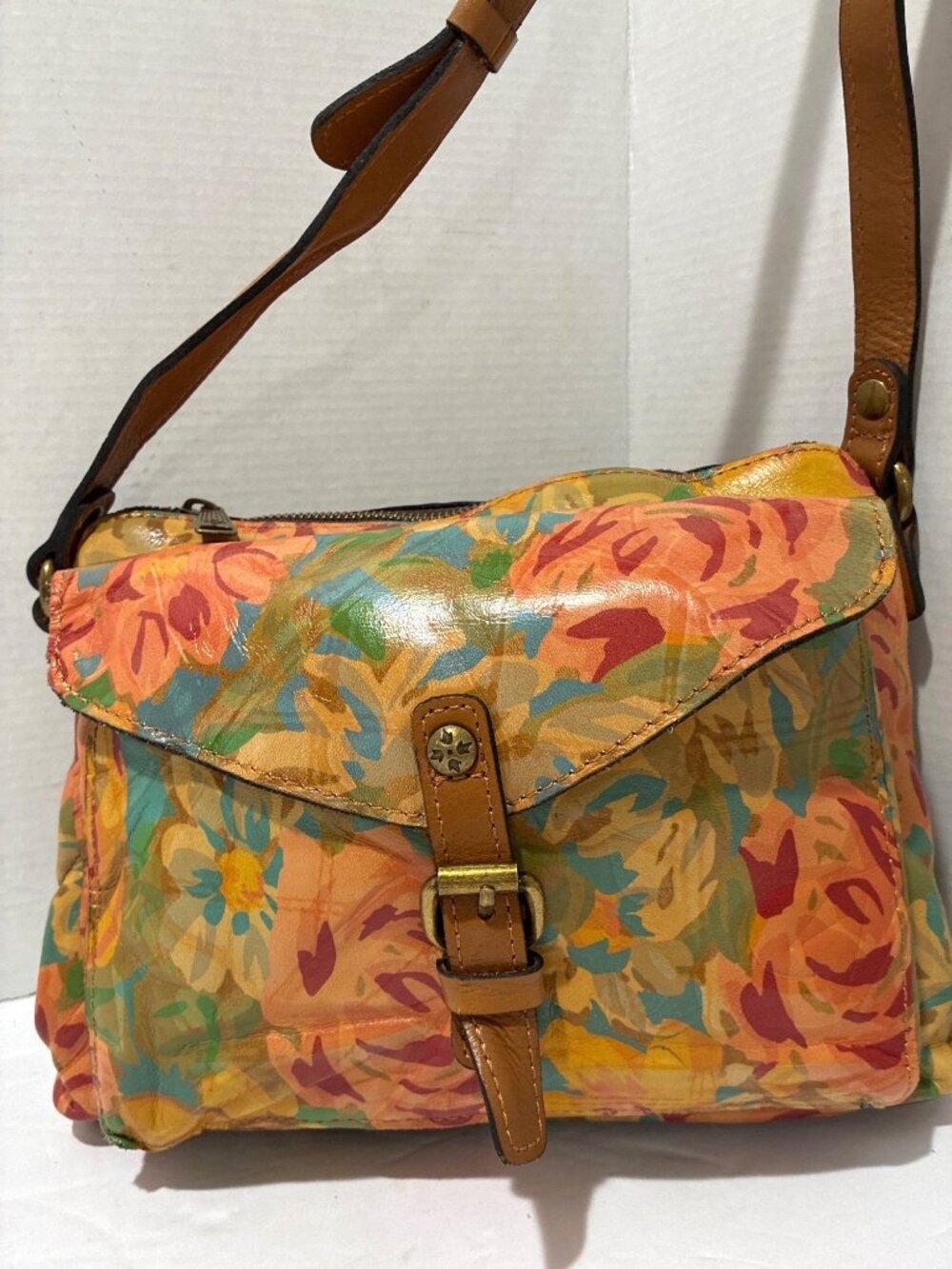 Patricia Nash Avellino Crossbody bag in a colorful floral leather design